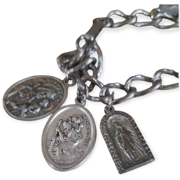 Hand Crafted Repurposed Vintage Religious Relic Mother Theresa Charm Bracelet - Picture 8 of 13